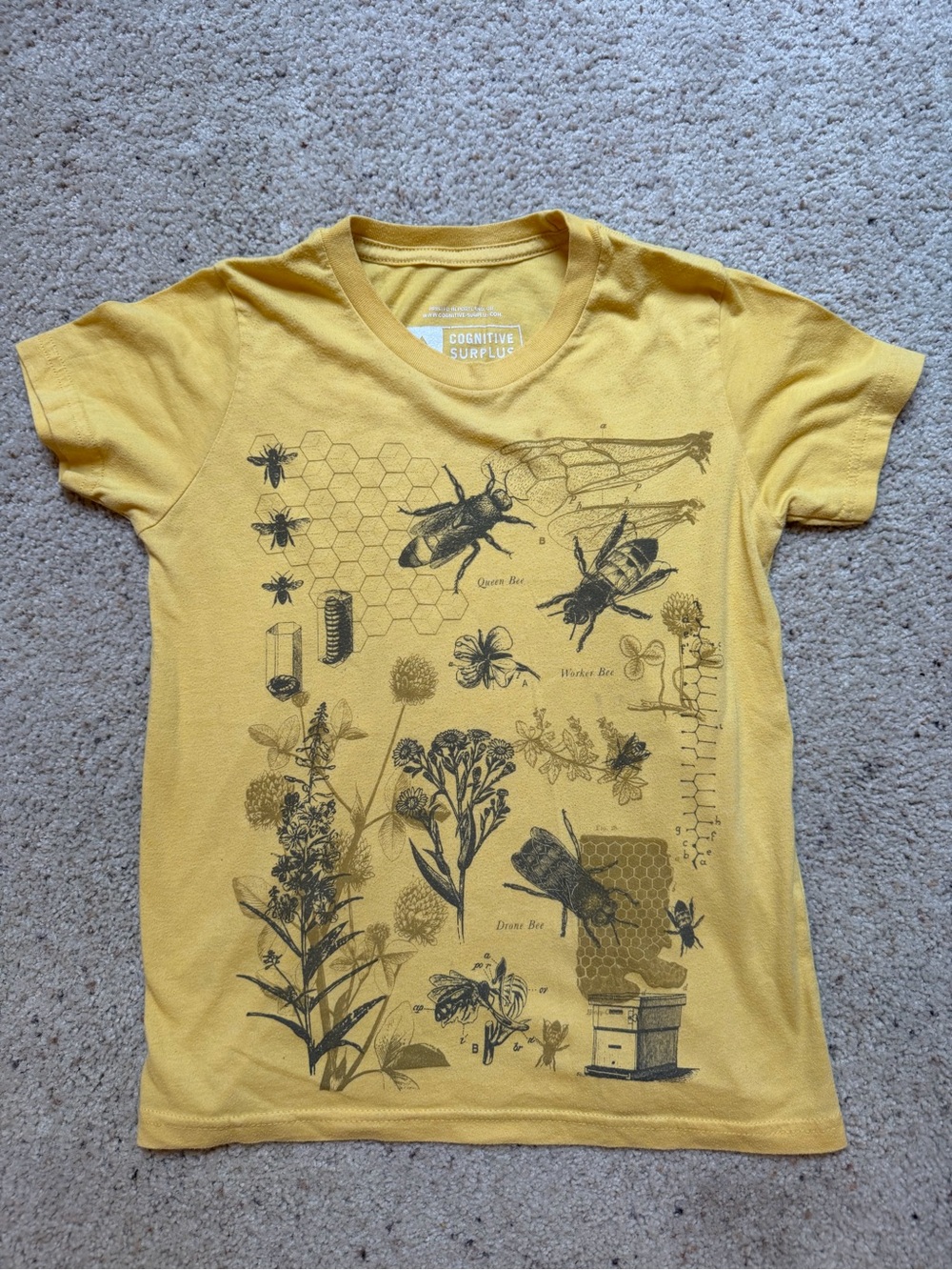 Cognitive Surplus Honey Bees Science Graphic Tee Vintage Biology Yellow Youth M